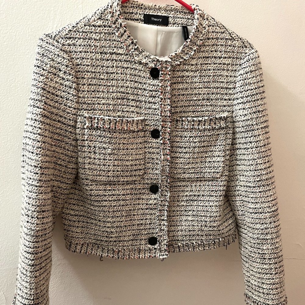 Theory Tweed Cropped Jacket (Size 4)